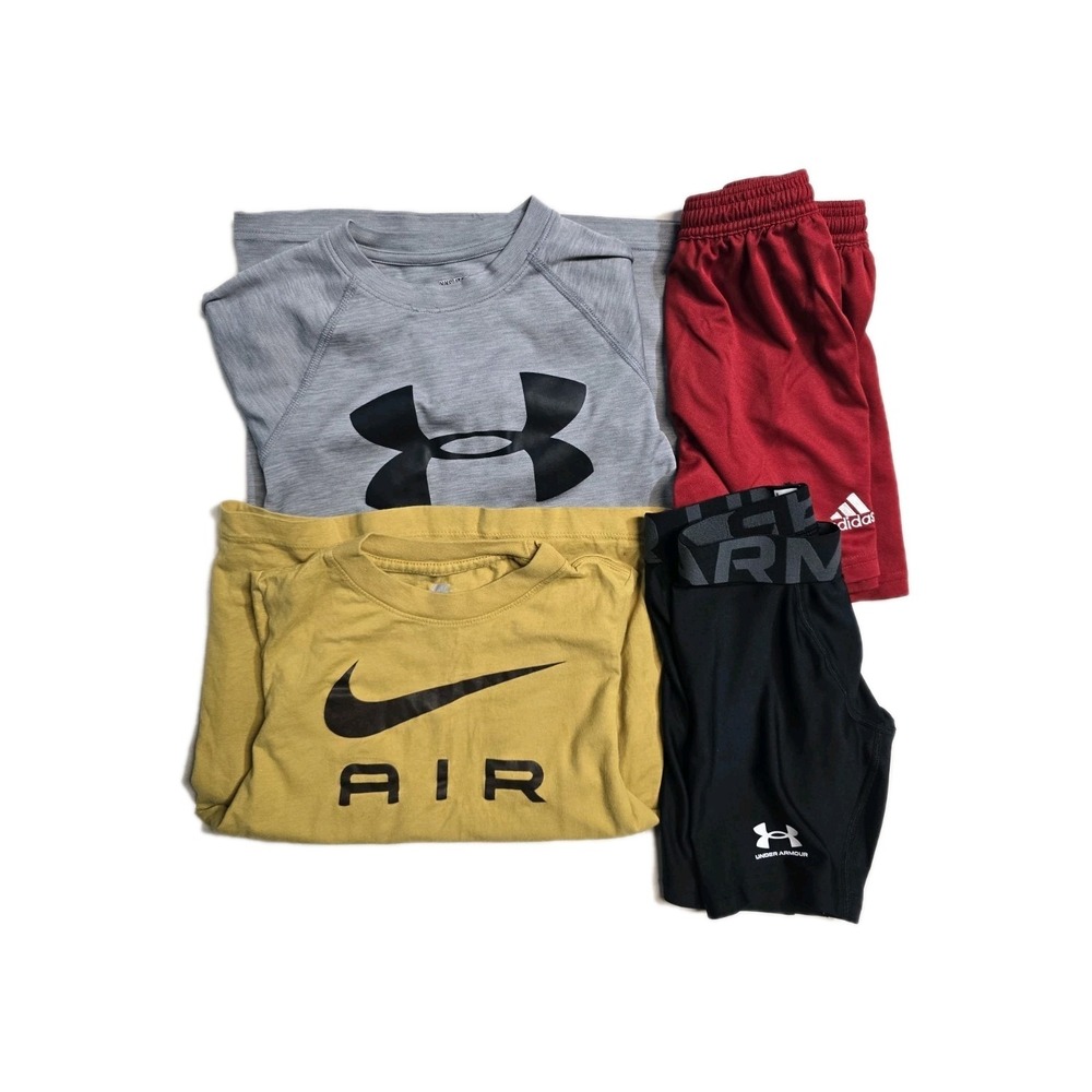 Under Armour Adidas Nike Boys XS Youth‎  Heatgear Shorts  Tshirt Mixed Lot Of 4